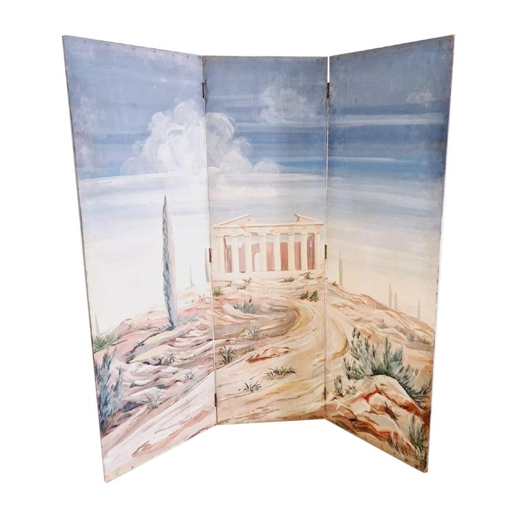 Paravent Ancien Paravent Français "le Panthéon"