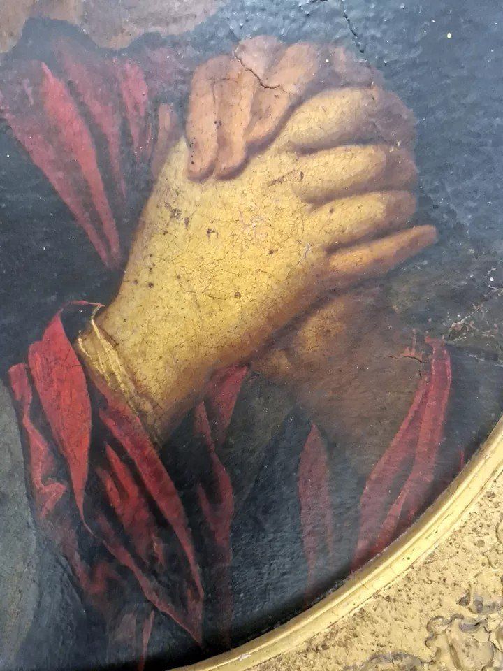 Dipinto ad olio del XIX secolo La Vergine Addolorata