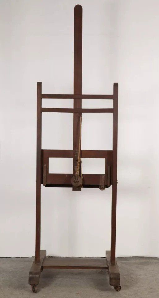 Cavalletto antico per pittura francese con supporto di Bonhomme Paris
