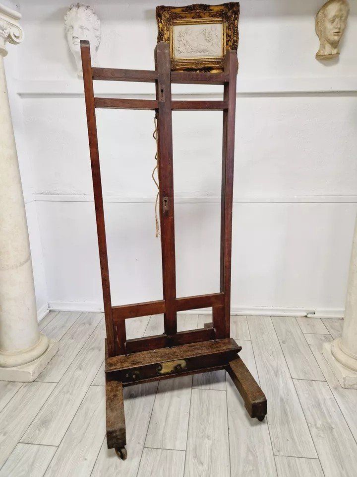 Cavalletto antico per pittura francese con supporto di Bonhomme Paris