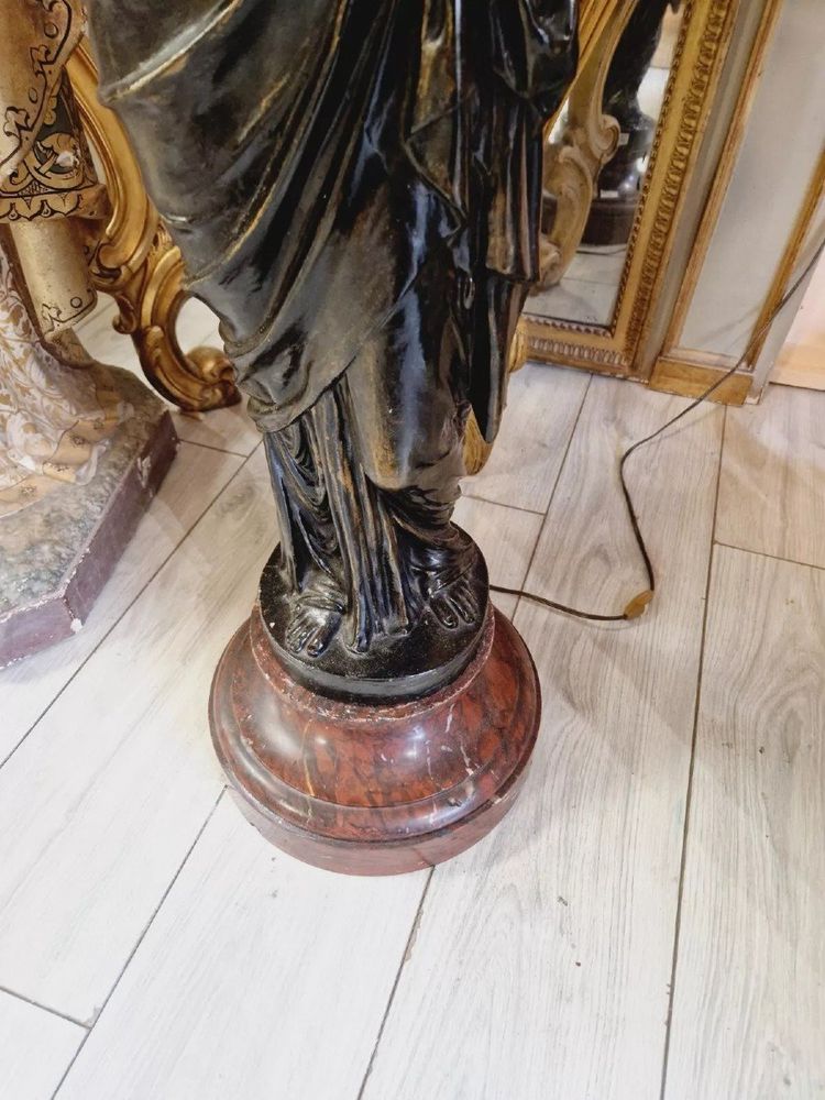 Antike Liberty-Lampe aus Gusseisen und Marmor