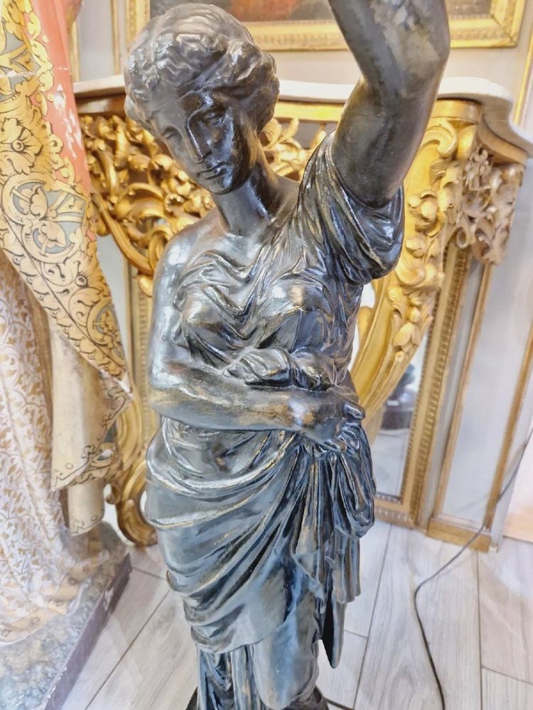 Antike Liberty-Lampe aus Gusseisen und Marmor