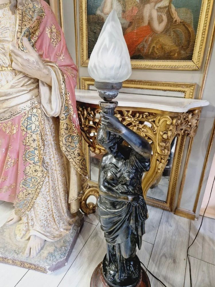 Antike Liberty-Lampe aus Gusseisen und Marmor