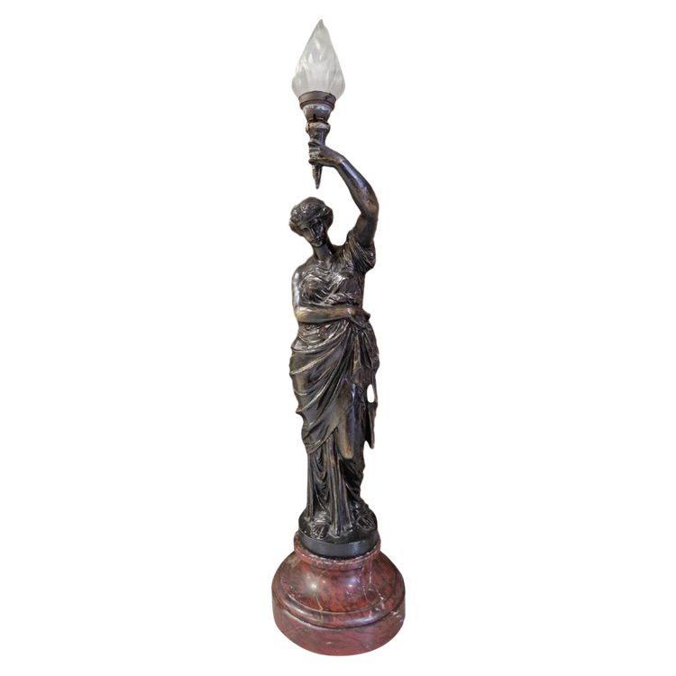 Antike Liberty-Lampe aus Gusseisen und Marmor