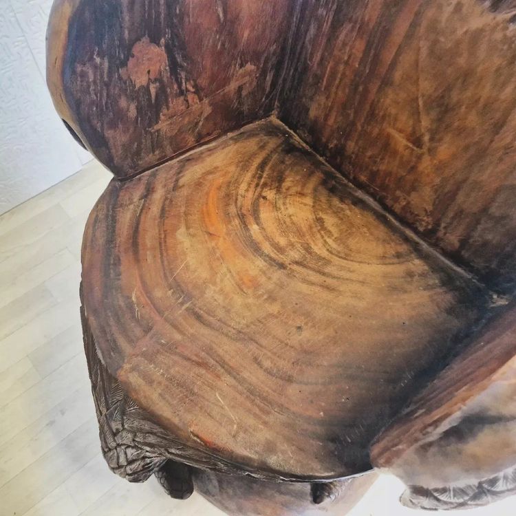 Coppia di poltrone American Eagle in legno massello intagliato