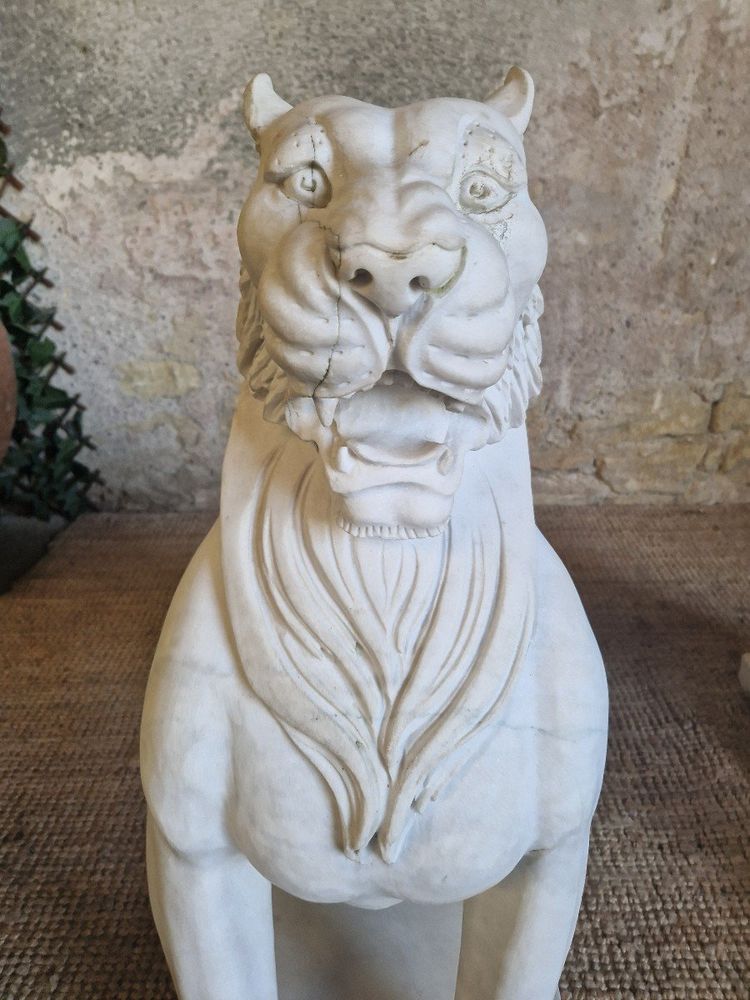 Coppia di statue di leoni in marmo antico **molto pesanti**