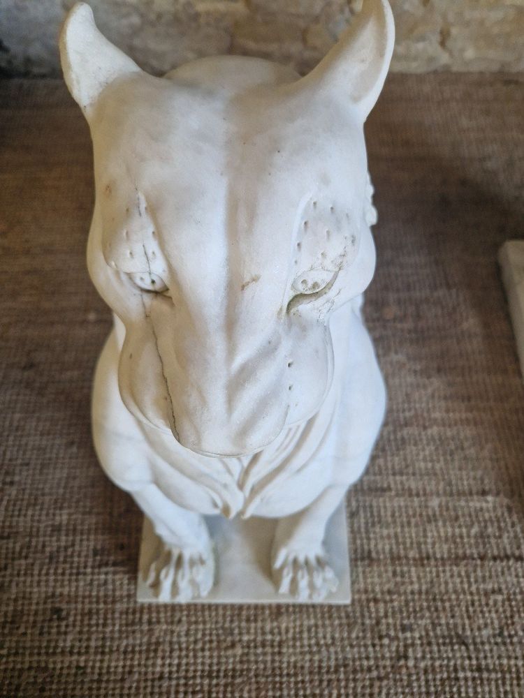 Coppia di statue di leoni in marmo antico **molto pesanti**