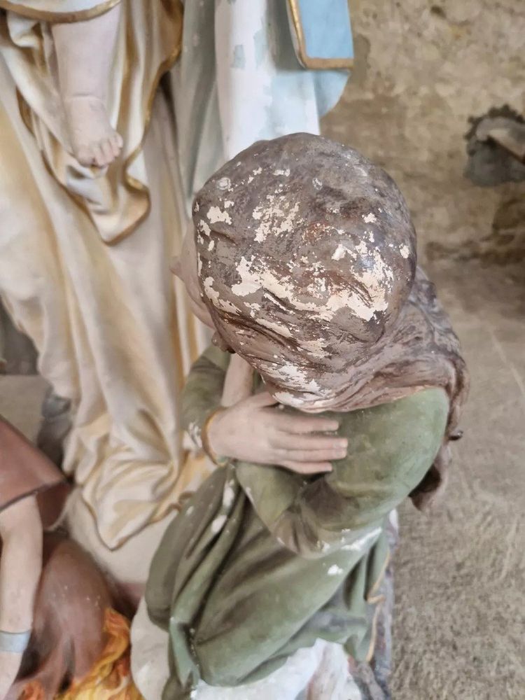 Antique Life-Size Religious Statue of Our Lady of Purgatory Stamped