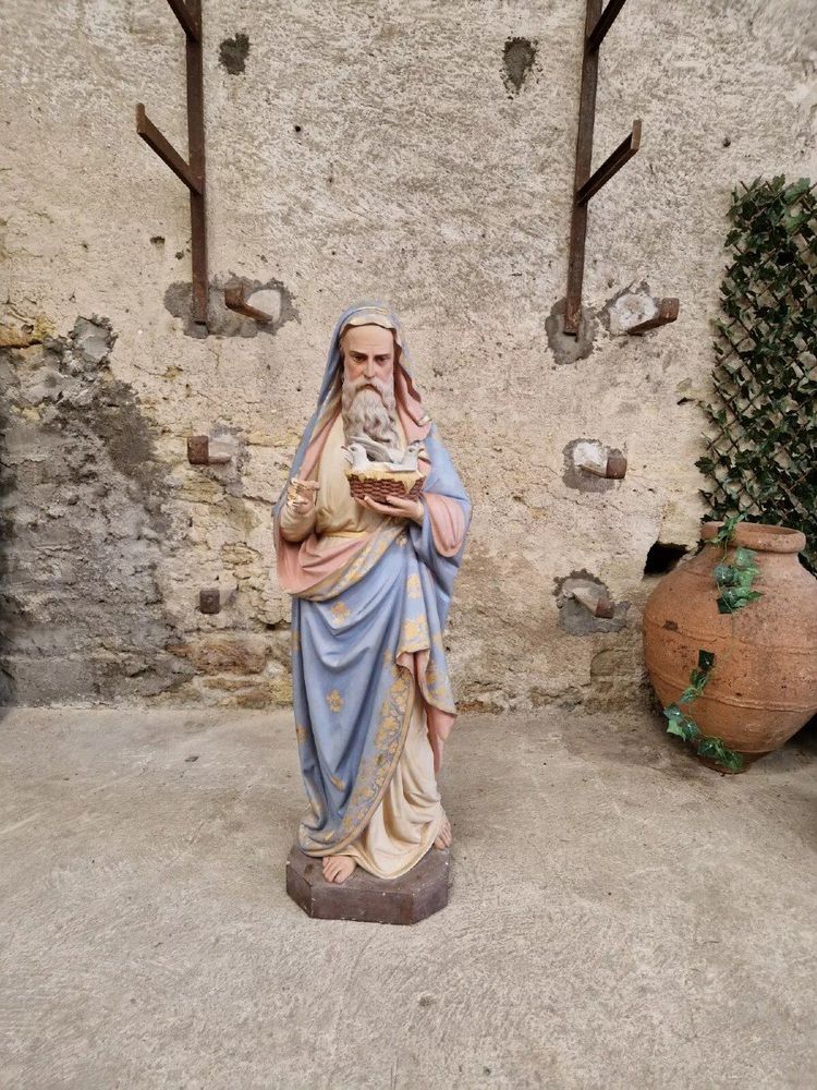 Antique Life-Size Religious Statue of Saint Joaquin French Church Sculpture