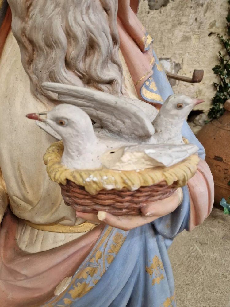 Antique Life-Size Religious Statue of Saint Joaquin French Church Sculpture