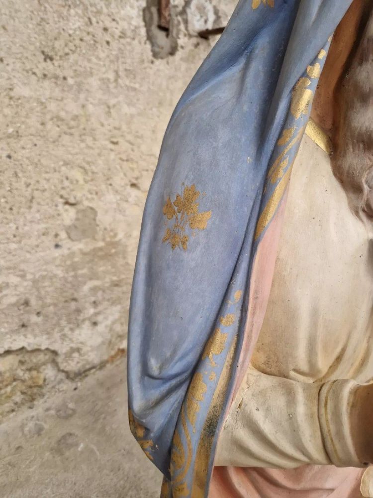 Antique Life-Size Religious Statue of Saint Joaquin French Church Sculpture
