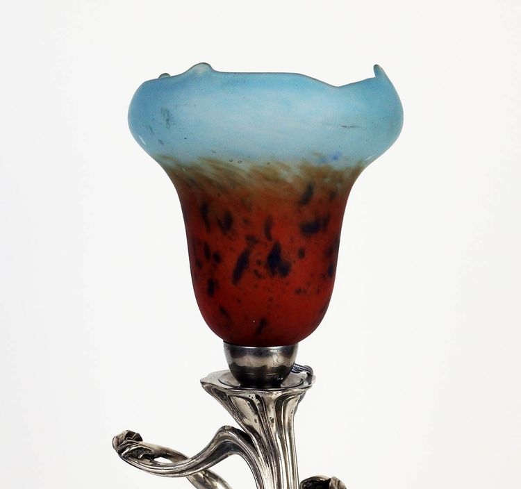 Lampe Art Nouveau en régule par Saglier