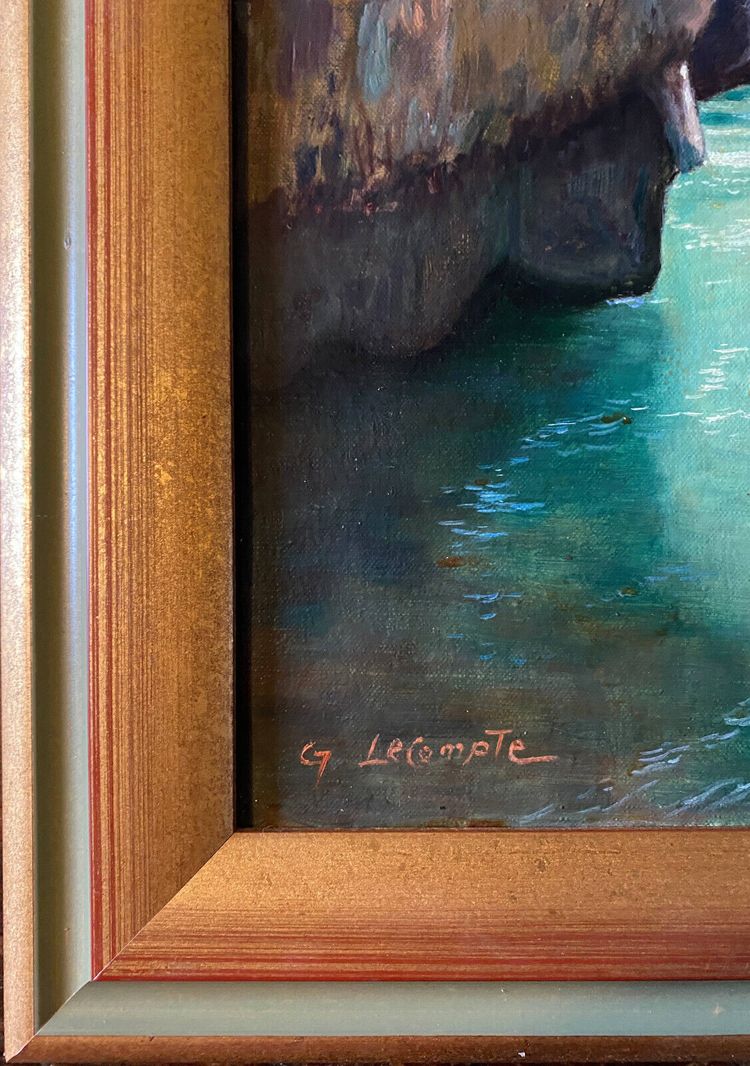 HSToile "Grand canyon des Gorges du Verdon" signed Lecompte XX° + frame
