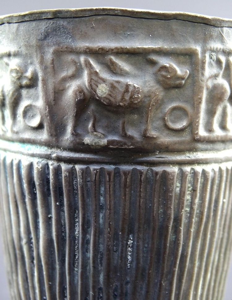 Bactrian Civilization, 3rd Century BC. Our era, Rare Silver Alloy Beaker.