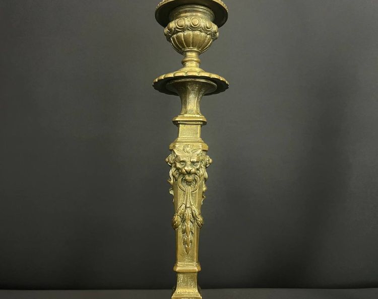 Pair Of Neoclassical Bronze Candlesticks, Late 19th Century