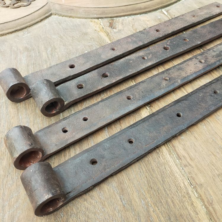 Lot Of 18 Antique Hand-Forged 18th Century Hinges For Doors Or Shutters