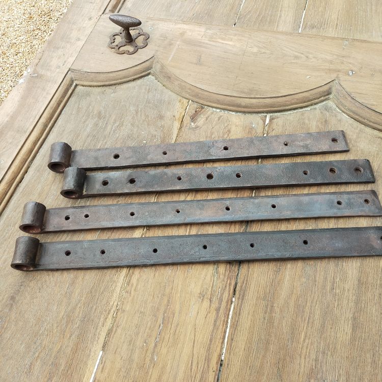 Lot Of 18 Antique Hand-Forged 18th Century Hinges For Doors Or Shutters