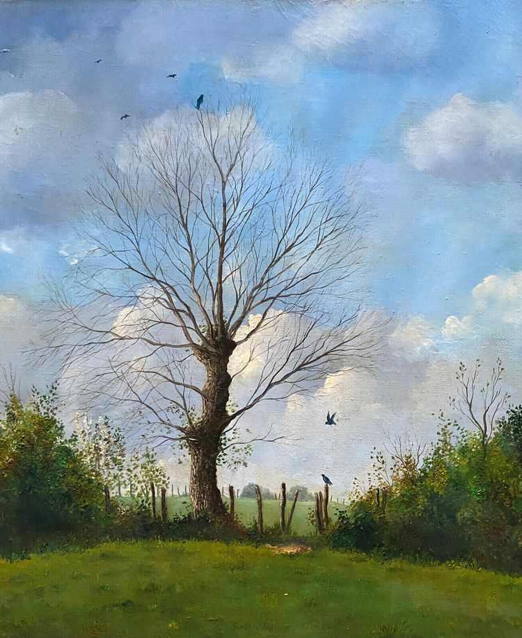 Tableau Jean Paul Barre (né en 1954) HST "La fin de l'hiver" Paysage de Brière