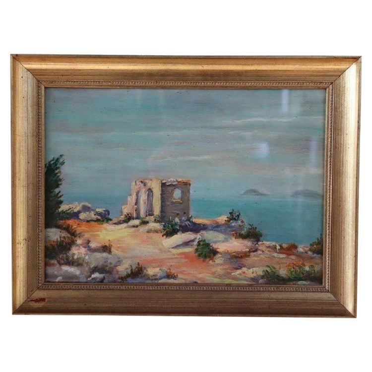 Cliff on the Sea Landscape, Oil Painting on Board
