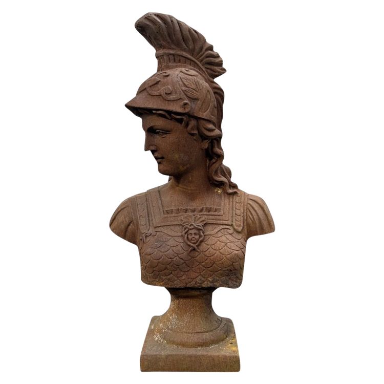Important cast-iron bust of Minerva or Athena from the 20th century. Antique Bust H 91 cm