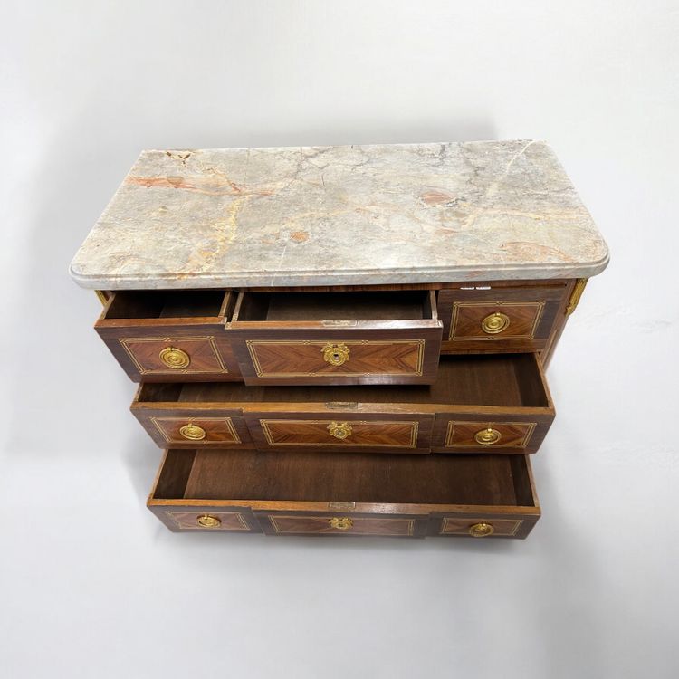 Transition Period Marquetry Chest of Drawers Stamped L Boudin (1735-1804)