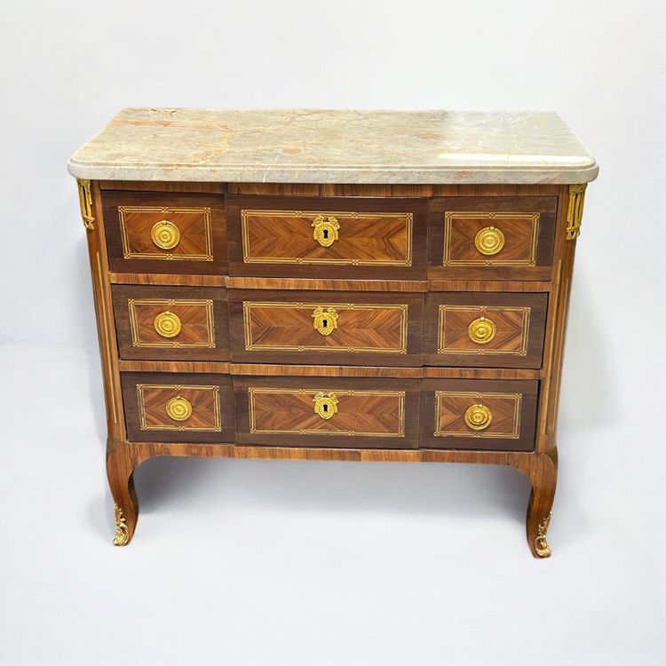 Transition Period Marquetry Chest of Drawers Stamped L Boudin (1735-1804)