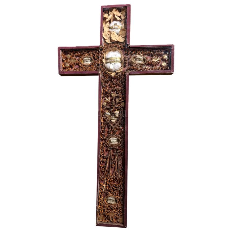 Croix Reliquaire Paperolles Au Neuf Reliques - XIXe