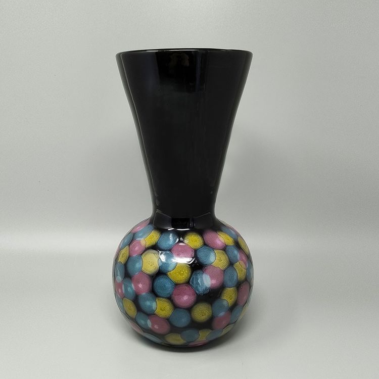 Vase polychrome en céramique de Bizzirri datant des années 1980. Fabriqué en Italie