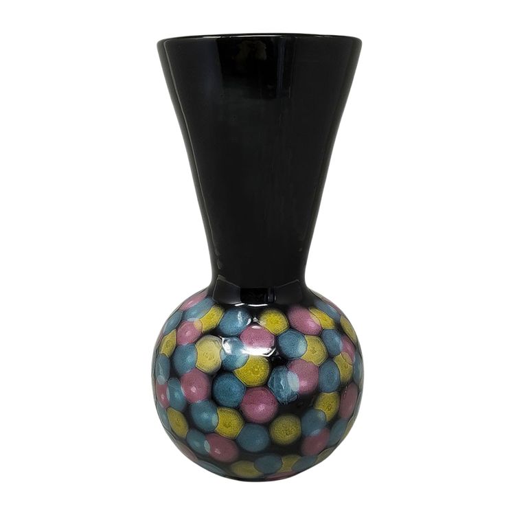 Vase polychrome en céramique de Bizzirri datant des années 1980. Fabriqué en Italie