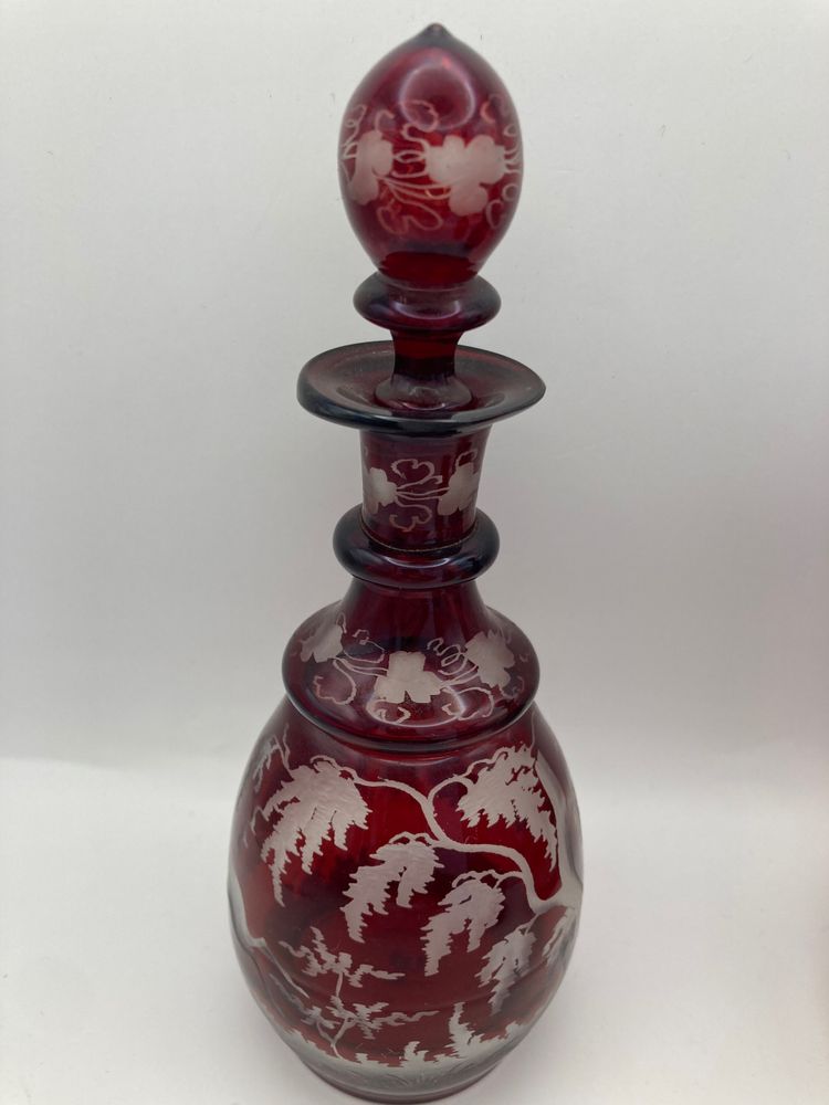 3 Bohemian crystal bottles