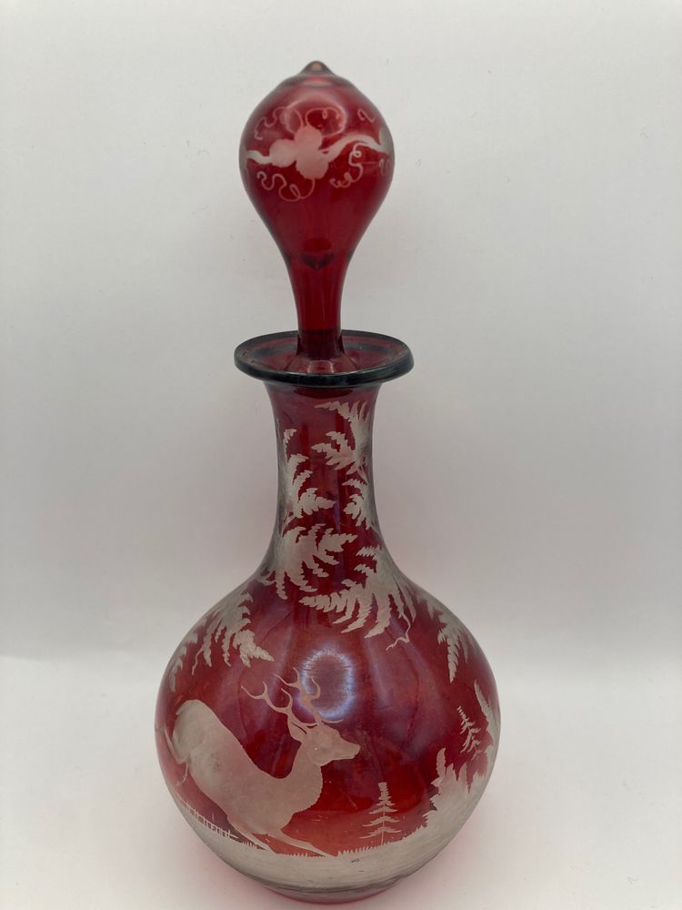 3 Bohemian crystal bottles
