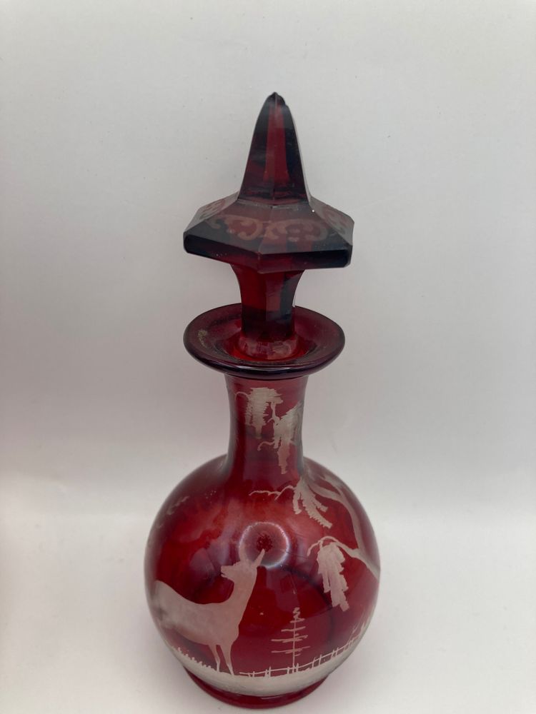 3 Bohemian crystal bottles