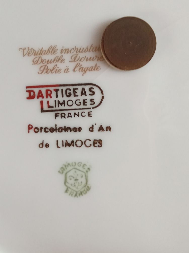 Alte Schüssel / Teller für Mignardises Porzellan Limoges Frankreich Dartigeas