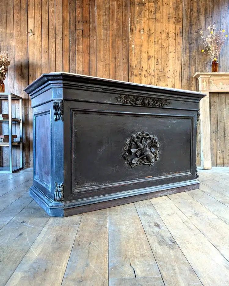 Mahogany store counter with marble top