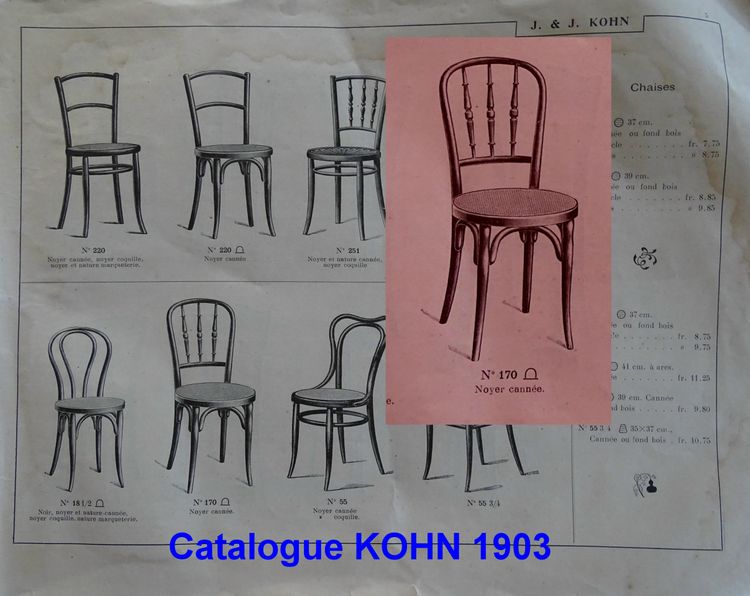 Set of 4 cane bistro chairs, 1905 to 1925, Kohn, Turpe , Hofmann .