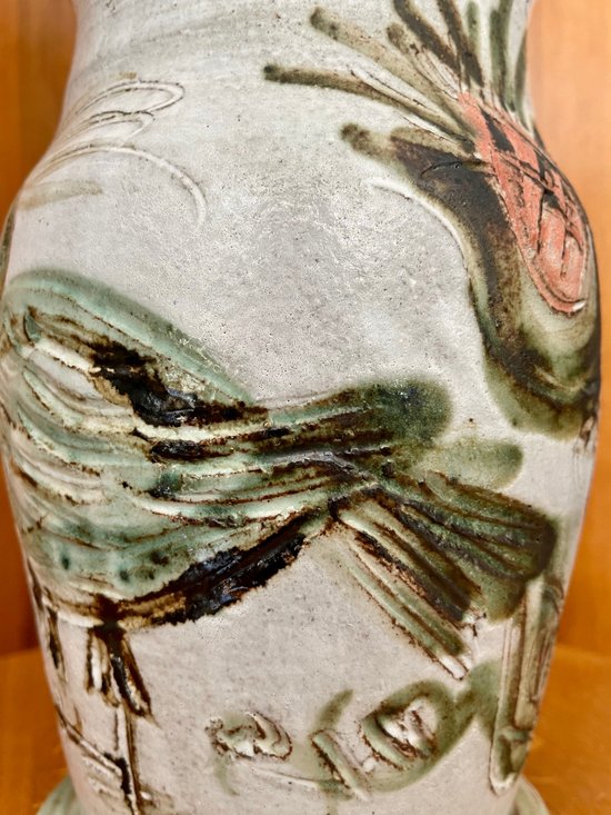THIRY ALBERT (1932-2009). Grand pichet en faience émaillée.
