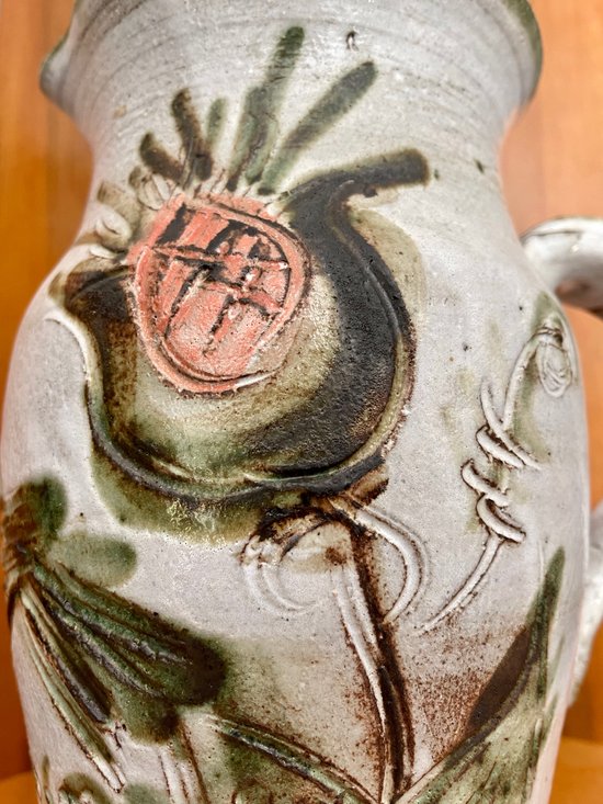 THIRY ALBERT (1932-2009). Grand pichet en faience émaillée.