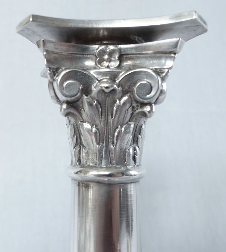 Set di 4 candelieri in argento massiccio del periodo Impero - Marchio del Gallo