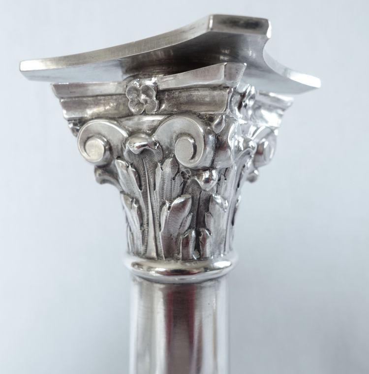 Set di 4 candelieri in argento massiccio del periodo Impero - Marchio del Gallo