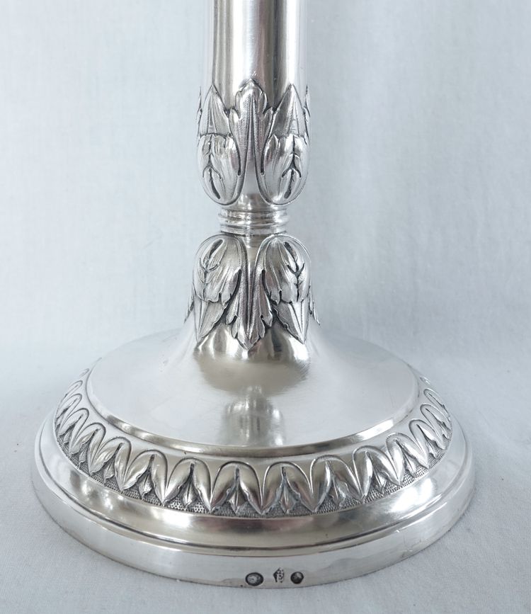 Set di 4 candelieri in argento massiccio del periodo Impero - Marchio del Gallo