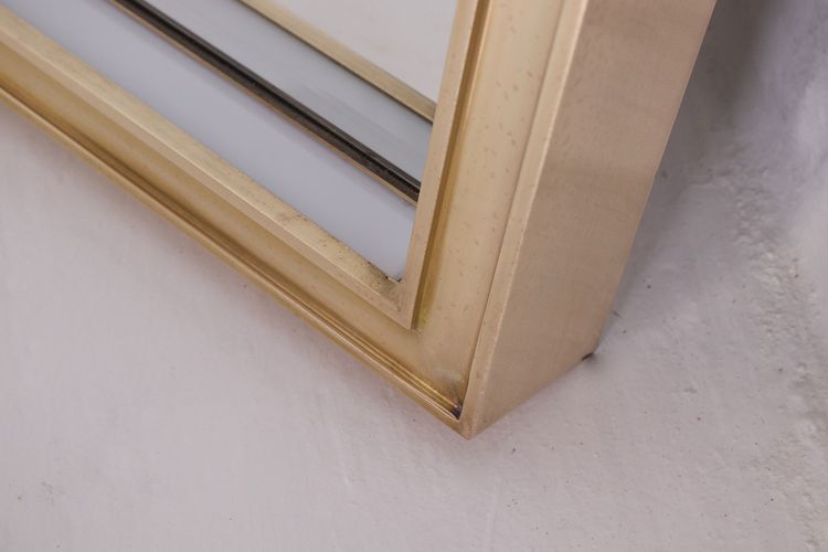Modernist Art Deco Brass Lighted Mirror