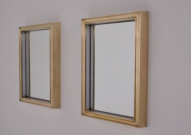 Modernist Art Deco Brass Lighted Mirror