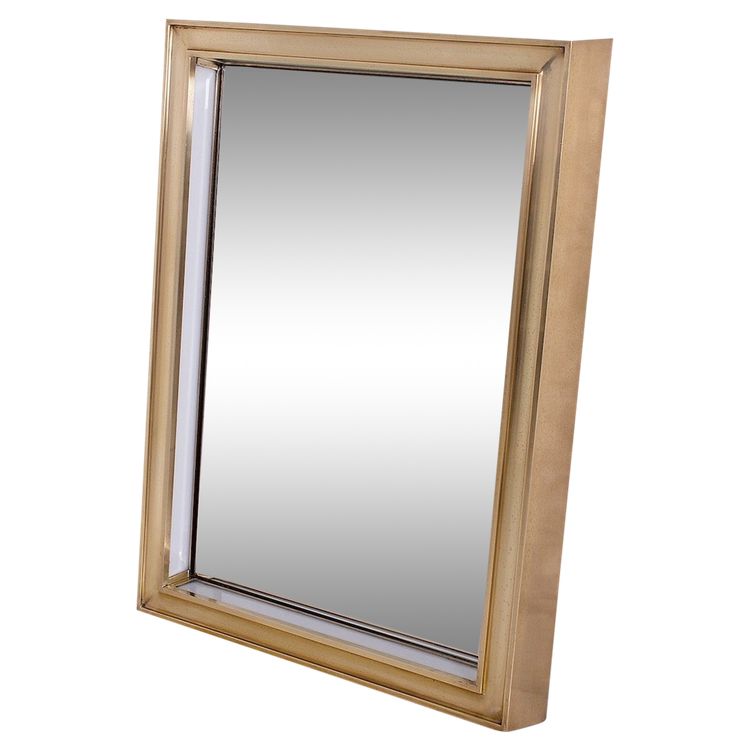 Modernist Art Deco Brass Lighted Mirror