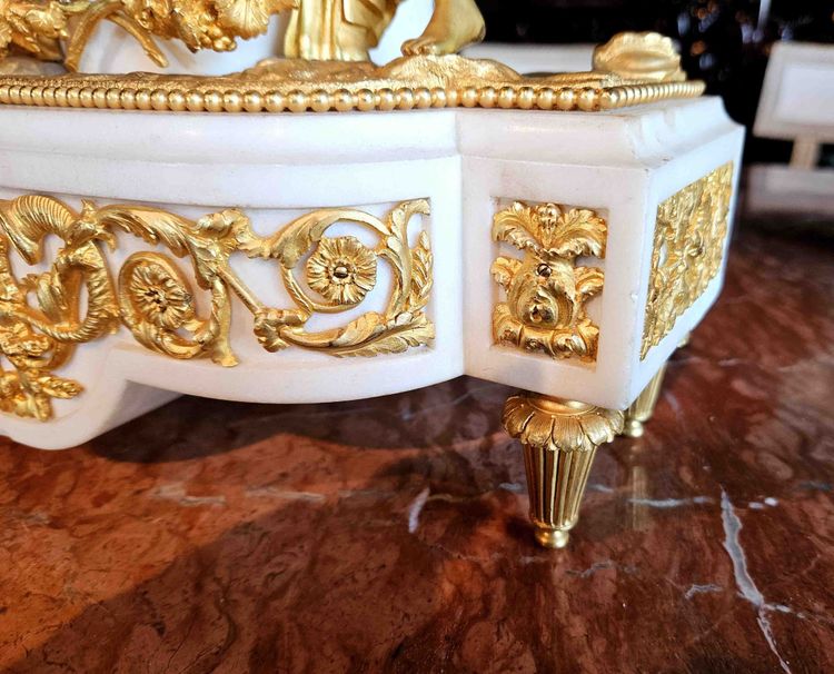 Clock "with Bacchantes" Gilt Bronze and Marble
