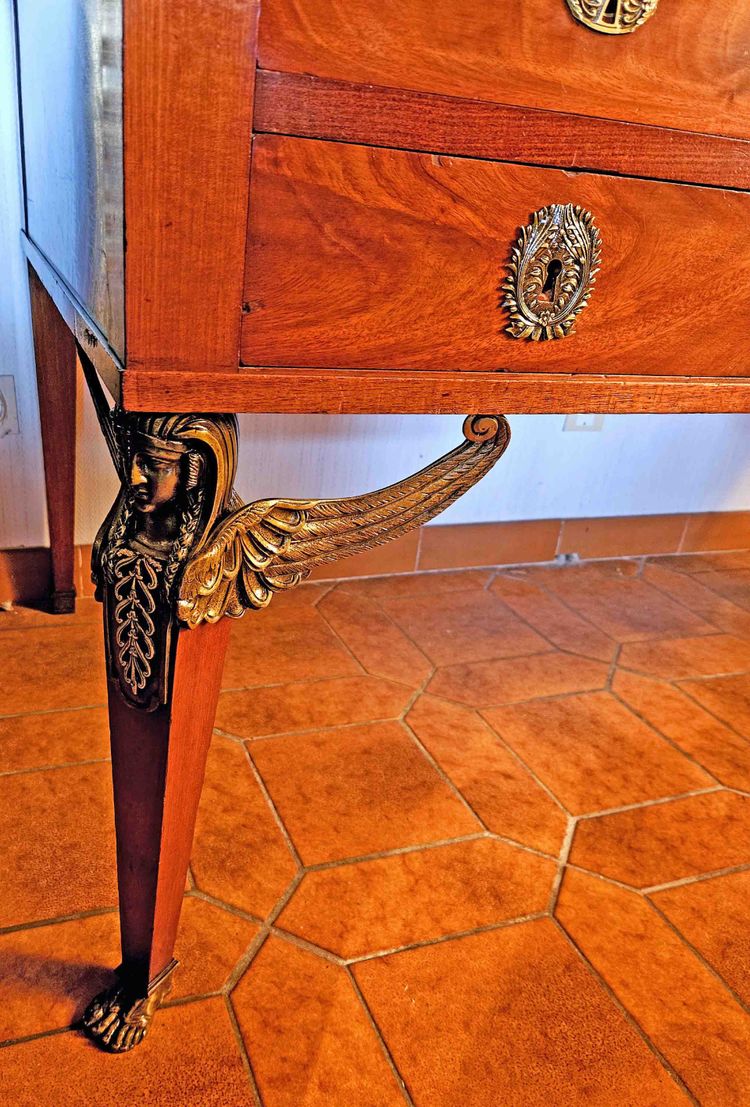Empire Cylinder Desk Return from Egypt Mahogany and Gilt Bronze