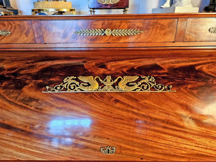 Empire Cylinder Desk Return from Egypt Mahogany and Gilt Bronze