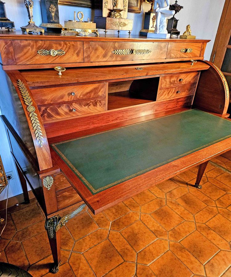 Empire Cylinder Desk Return from Egypt Mahogany and Gilt Bronze
