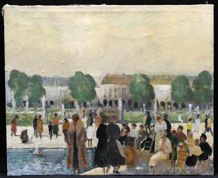 Élie Anatole PAVIL zugeschrieben, Der belebte Tuilerienpark