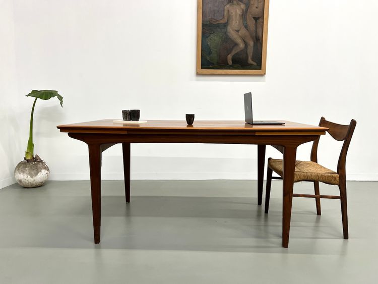 Table à manger scandinave en teck, à rallonges