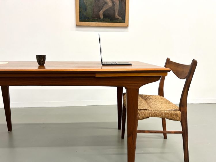 Table à manger scandinave en teck, à rallonges